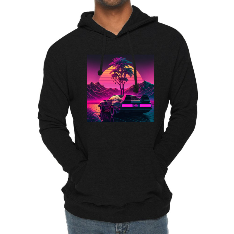 Car Retro Synthwave Lightweight Hoodie by Agus Creative | Artistshot