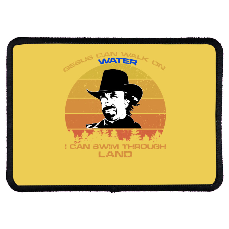 Chuck Norris  Walker Texas Ranger Funny T Shirt  Gesus Can Walk On Wat Rectangle Patch | Artistshot