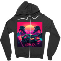 Car Retro Synthwave Zipper Hoodie | Artistshot