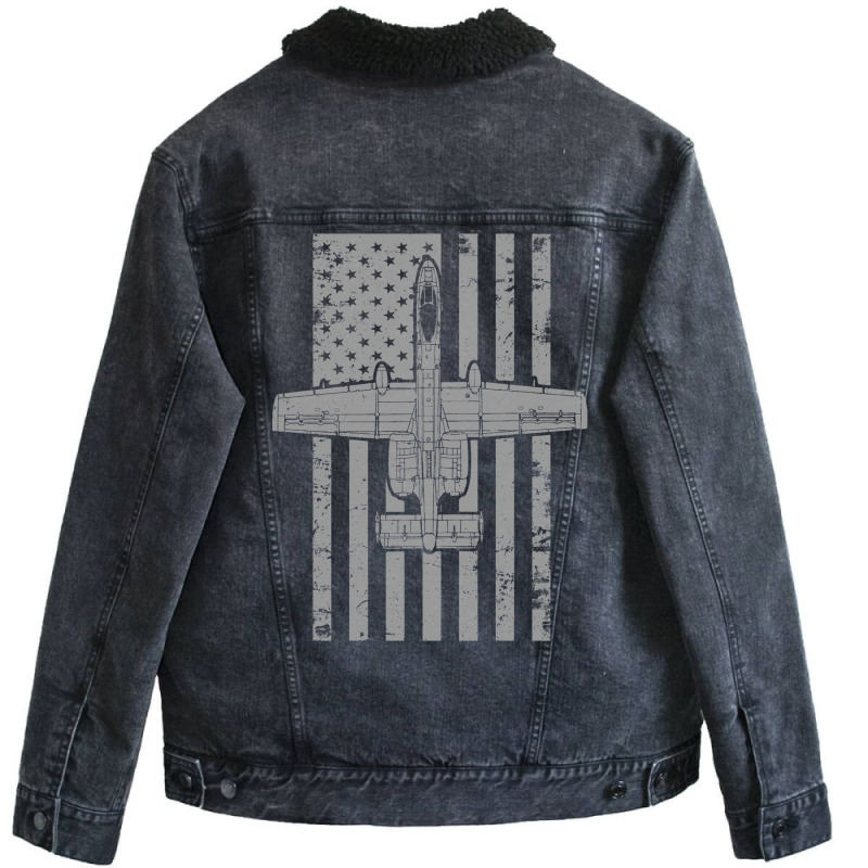 A 10 Thunderbold Ii Warthog Vintage American Flag Airplane Design Unisex Sherpa-Lined Denim Jacket by ruprairosittp | Artistshot