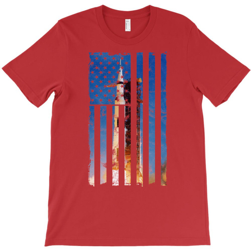 Apollo 11 Saturn V Liftoff 50th Anniversary Vintage Flag T-Shirt by ghanimshorgok | Artistshot