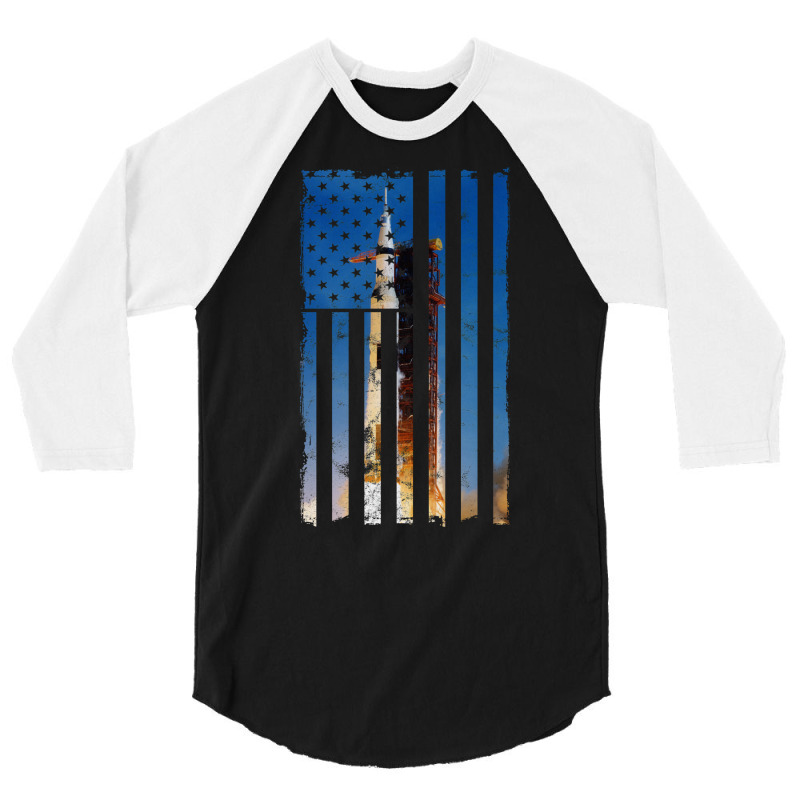 Apollo 11 Saturn V Liftoff 50th Anniversary Vintage Flag 3/4 Sleeve Shirt by ghanimshorgok | Artistshot