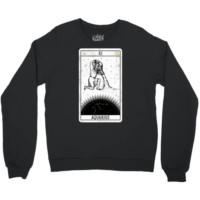 Aquarius Distressed Goth Tarot Zodiac Sign Crewneck Sweatshirt by ghanimshorgok | Artistshot