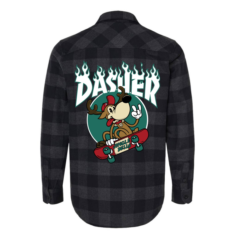 Dasher   Skateboarding Reindeer   Funny Xmas Cartoon Flannel Shirt | Artistshot