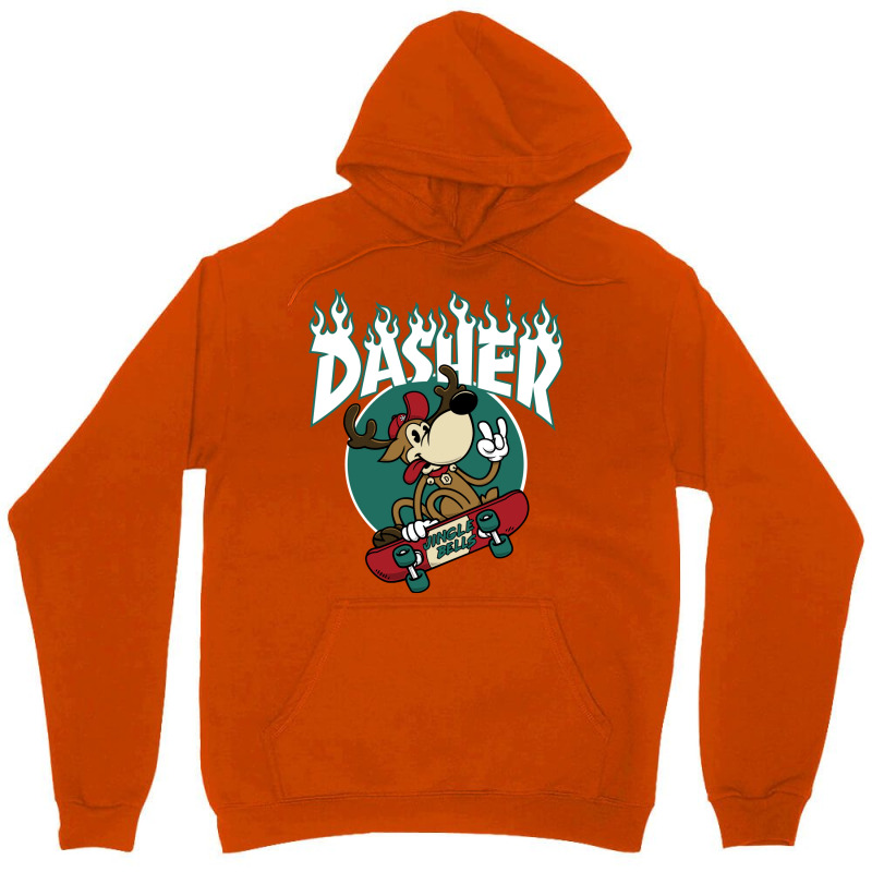 Dasher   Skateboarding Reindeer   Funny Xmas Cartoon Unisex Hoodie | Artistshot