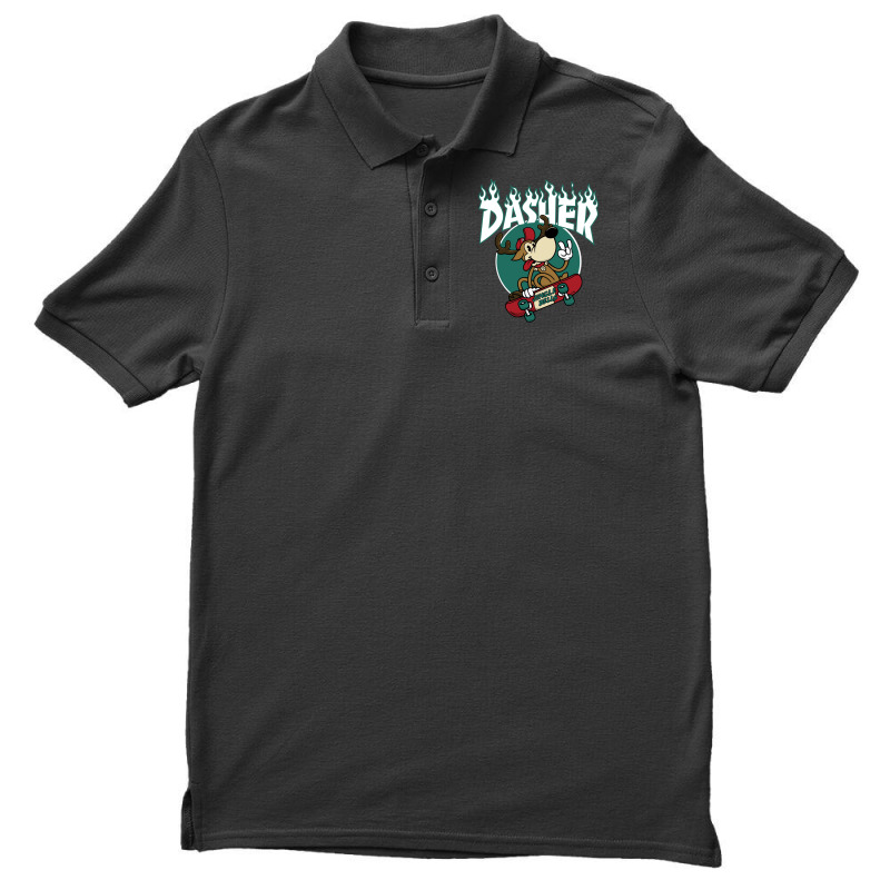 Dasher   Skateboarding Reindeer   Funny Xmas Cartoon Men's Polo Shirt | Artistshot