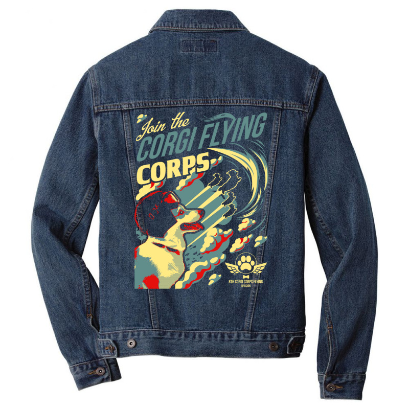 Join The Corgi Flying Corps Men Denim Jacket by legohtashyap | Artistshot