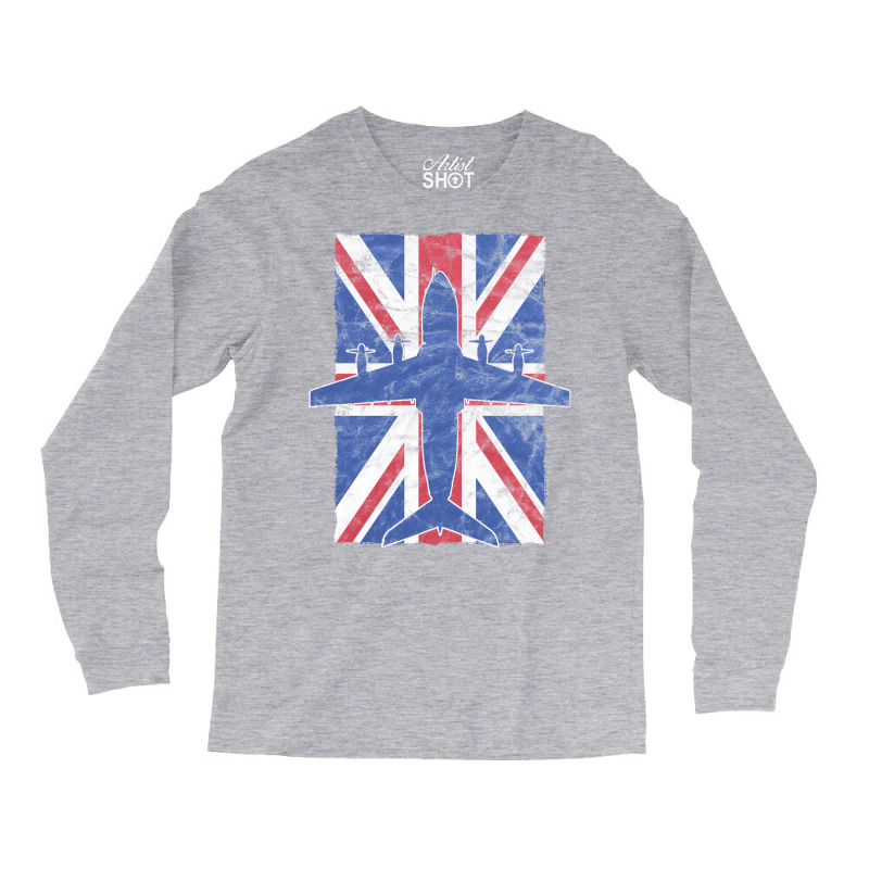 A400 Atlas Airplane Raf British Union Jack Vintage Flag Long Sleeve Shirts by ruprairosittp | Artistshot