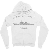 Cg 62 Uss Chancellorsville Us Navy Guided Missile Cruiser Profile Zipper Hoodie | Artistshot