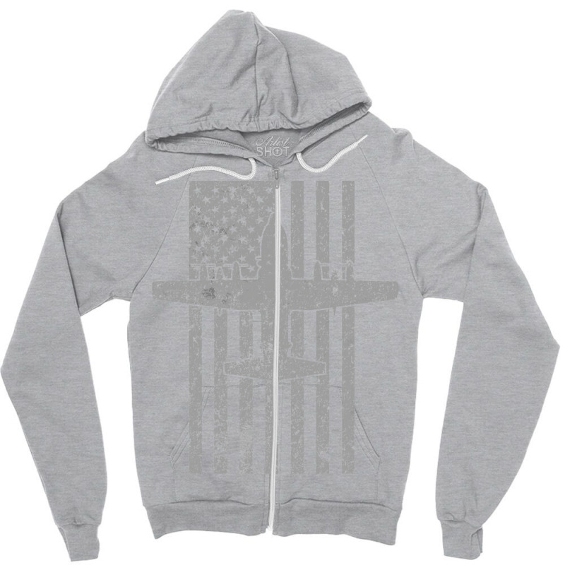 Ac 130 Spectre Gunship Airplane Vintage Flag Design Zipper Hoodie by ruprairosittp | Artistshot