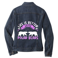 Polar Bear Quote Cool Polar Bears Apparel For Women Girls 6 Ladies Denim Jacket | Artistshot