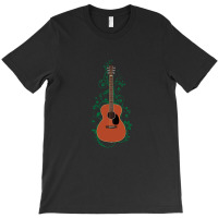 Mahogany Concert Acoustic Guitar Flowering Vines T-shirt | Artistshot