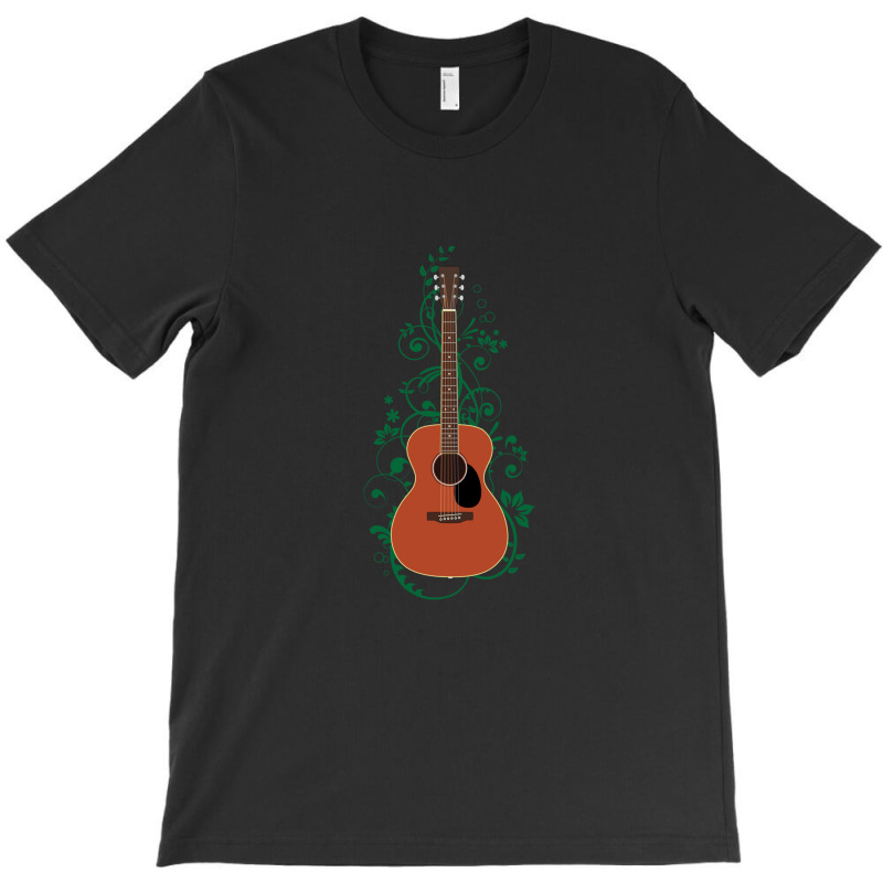 Mahogany Concert Acoustic Guitar Flowering Vines T-shirt | Artistshot