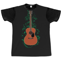 Mahogany Concert Acoustic Guitar Flowering Vines Graphic T-shirt | Artistshot