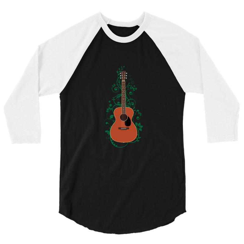 Mahogany Concert Acoustic Guitar Flowering Vines 3/4 Sleeve Shirt | Artistshot