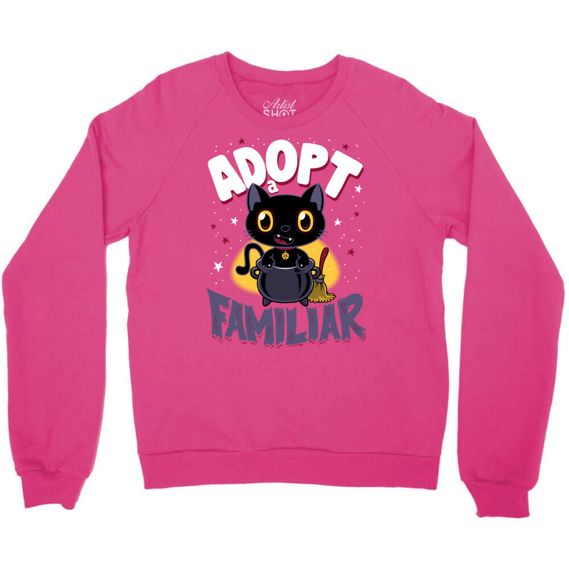 Adopt A Familiar   Creepy Cute Cartoon Witches Cat   Kawaii Kitten Crewneck Sweatshirt by ruprairosittp | Artistshot