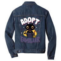 Adopt A Familiar   Creepy Cute Cartoon Witches Cat   Kawaii Kitten Men Denim Jacket | Artistshot