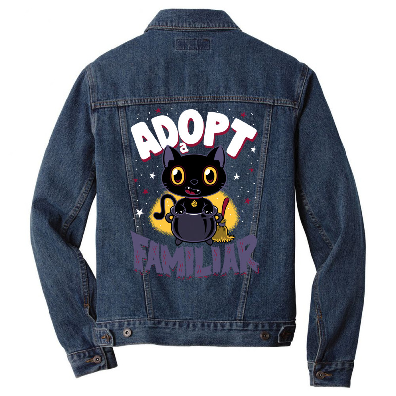 Adopt A Familiar   Creepy Cute Cartoon Witches Cat   Kawaii Kitten Men Denim Jacket by ruprairosittp | Artistshot