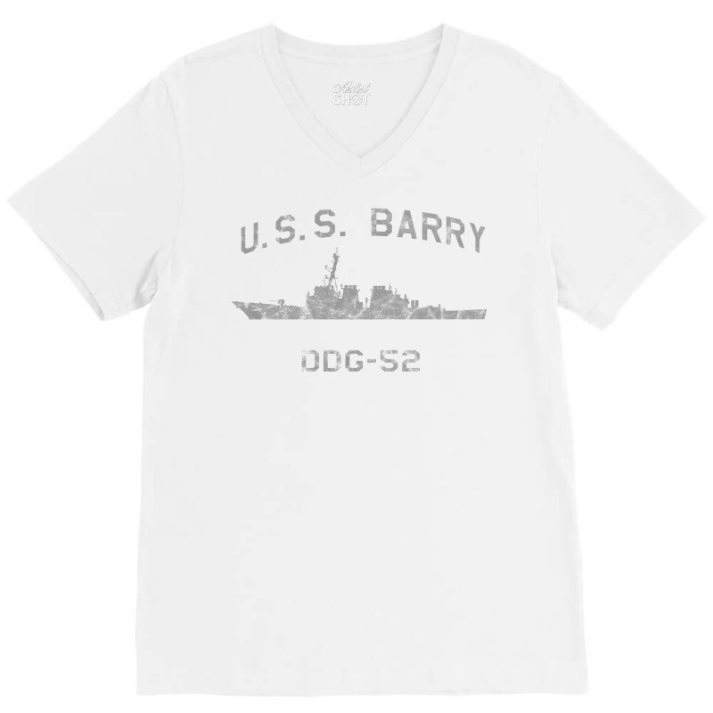 Ddg 52 Uss Barry Us Navy Guided Missile Destroyer Profile Vintage V-neck Tee | Artistshot