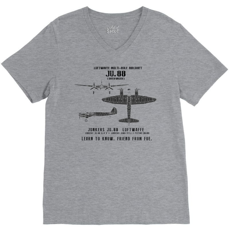 Junkers Ju.88 Dreifinger Wwii Aircraft Recognition Slide V-Neck Tee by legohtashyap | Artistshot