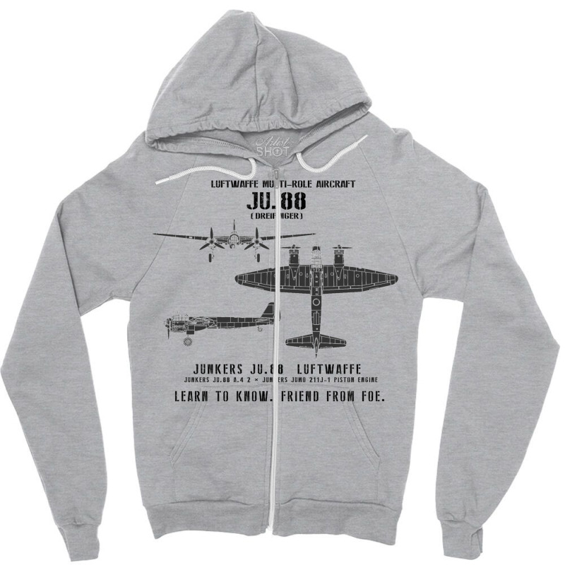 Junkers Ju.88 Dreifinger Wwii Aircraft Recognition Slide Zipper Hoodie by legohtashyap | Artistshot