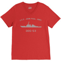 Ddg 53 Uss John Paul Jones Us Navy Guided Missile Destroyer Profile Vi V-neck Tee | Artistshot