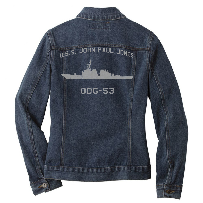 Ddg 53 Uss John Paul Jones Us Navy Guided Missile Destroyer Profile Vi Ladies Denim Jacket by botrenhimix | Artistshot