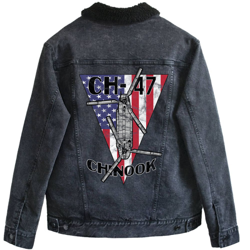 Ch 47 Chinook Transport Army Helicopter Patriotic Vintage Unisex Sherpa-Lined Denim Jacket by miyhaexaltoc | Artistshot