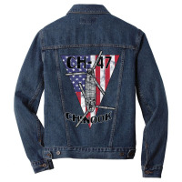 Ch 47 Chinook Transport Army Helicopter Patriotic Vintage Men Denim Jacket | Artistshot