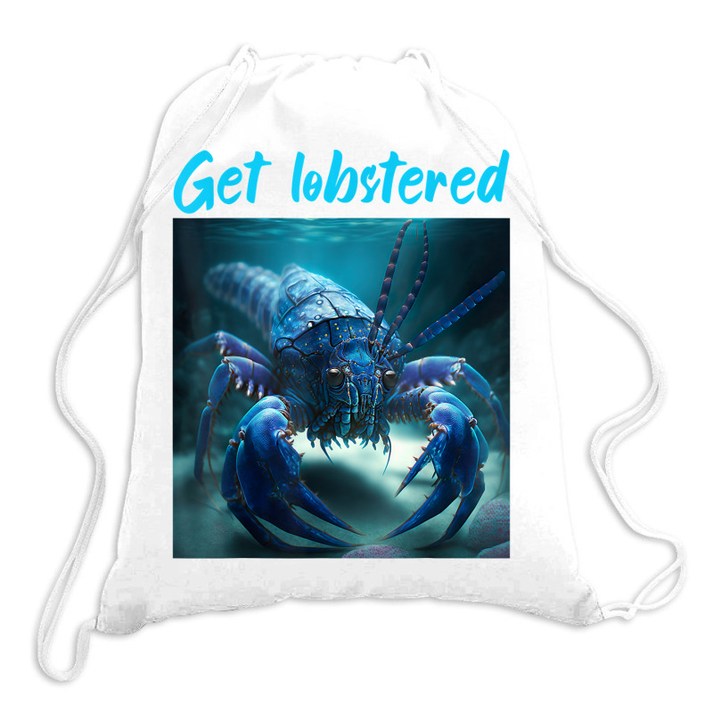 Funny Jumpscare Lobster Meme Blue Crustacean T Shirt Drawstring Bags | Artistshot