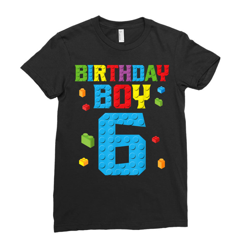 Master Builder 6th Birthday Boy 6 Six Year Building Bricks T Shirt Ladies Fitted T-Shirt by vietnammmm | Artistshot