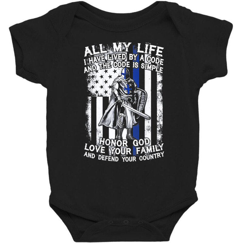 Honor God Love Family And Defend Your Country Crusader T Shirt Baby Bodysuit | Artistshot