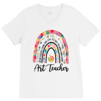 Art Teacher Rainbow Caring Dedicated Loving Vintage T Shirt V-neck Tee | Artistshot