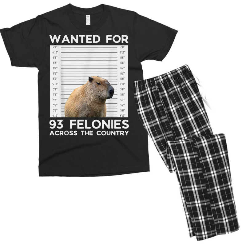 Capybara Mugshot Wanted For 93 Felonies Across The Country T Shirt Men's T-shirt Pajama Set | Artistshot