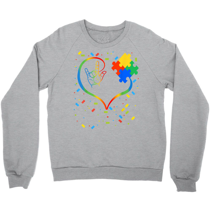 Autism Awareness Special Ed Teacher Asl Sign Language Crewneck Sweatshirt by tamkyfashions | Artistshot