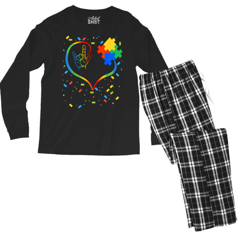 Autism Awareness Special Ed Teacher Asl Sign Language Men's Long Sleeve Pajama Set by tamkyfashions | Artistshot