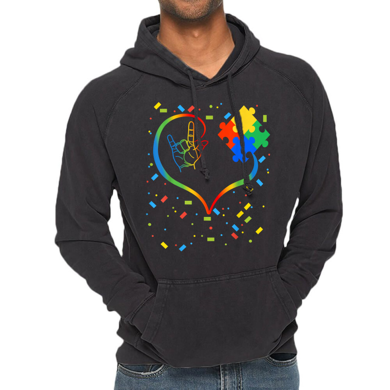 Autism Awareness Special Ed Teacher Asl Sign Language Vintage Hoodie by tamkyfashions | Artistshot