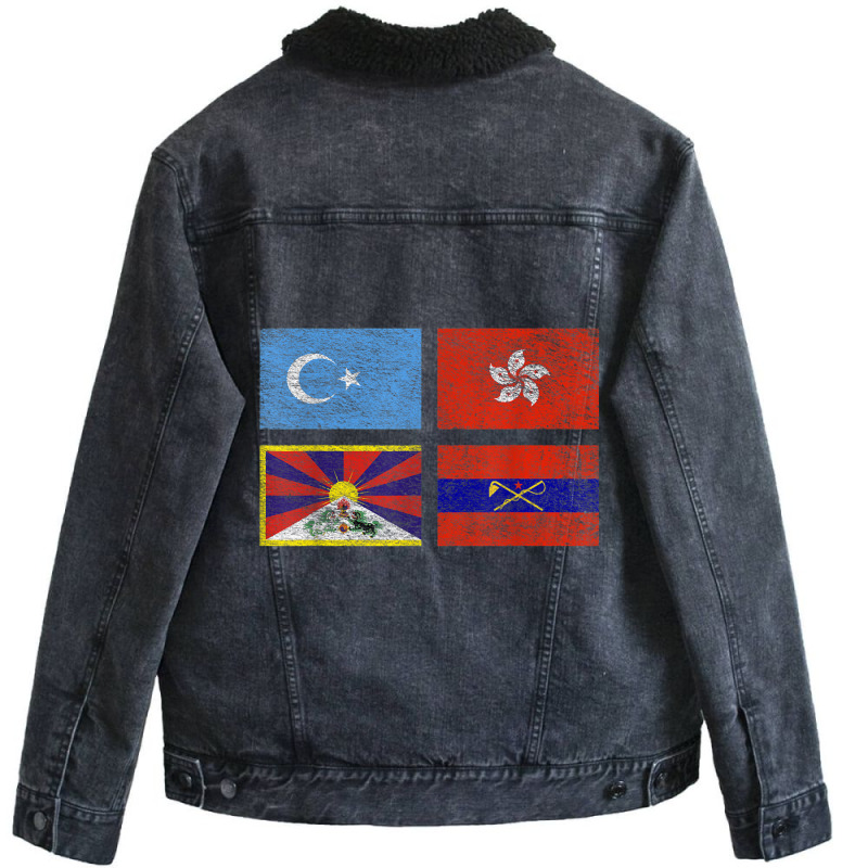 Free Tibet Uyghurs Hong Kong Inner Mongolia China Flag T Shirt Unisex Sherpa-Lined Denim Jacket by wafaha | Artistshot