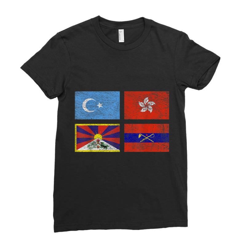 Free Tibet Uyghurs Hong Kong Inner Mongolia China Flag T Shirt Ladies Fitted T-Shirt by wafaha | Artistshot