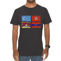 Free Tibet Uyghurs Hong Kong Inner Mongolia China Flag T Shirt Vintage T-shirt | Artistshot