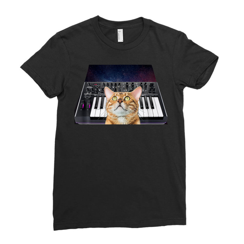 Galaxy Cat Musical Instrument Modular Synthesizer T Shirt Ladies Fitted T-Shirt by latodorjnb | Artistshot