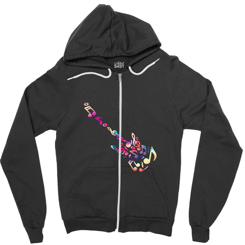 Music Note Guitar Zipper Hoodie by AaronHalverson | Artistshot