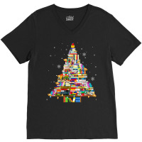 Christmas Library Tree Lights For Librarian And Book Lover T Shirt V-neck Tee | Artistshot