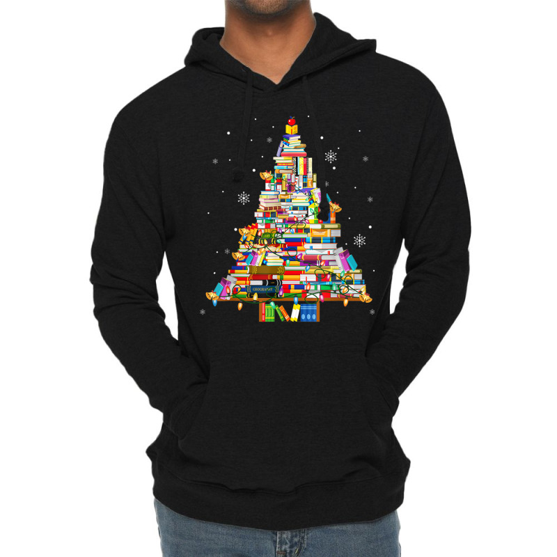 Christmas Library Tree Lights For Librarian And Book Lover T Shirt Lightweight Hoodie by chomibe | Artistshot