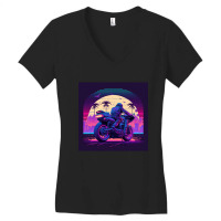 Motorcycle  Retro Synthwave Women's V-neck T-shirt | Artistshot