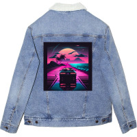 Car  Retro Synthwave Unisex Sherpa-lined Denim Jacket | Artistshot