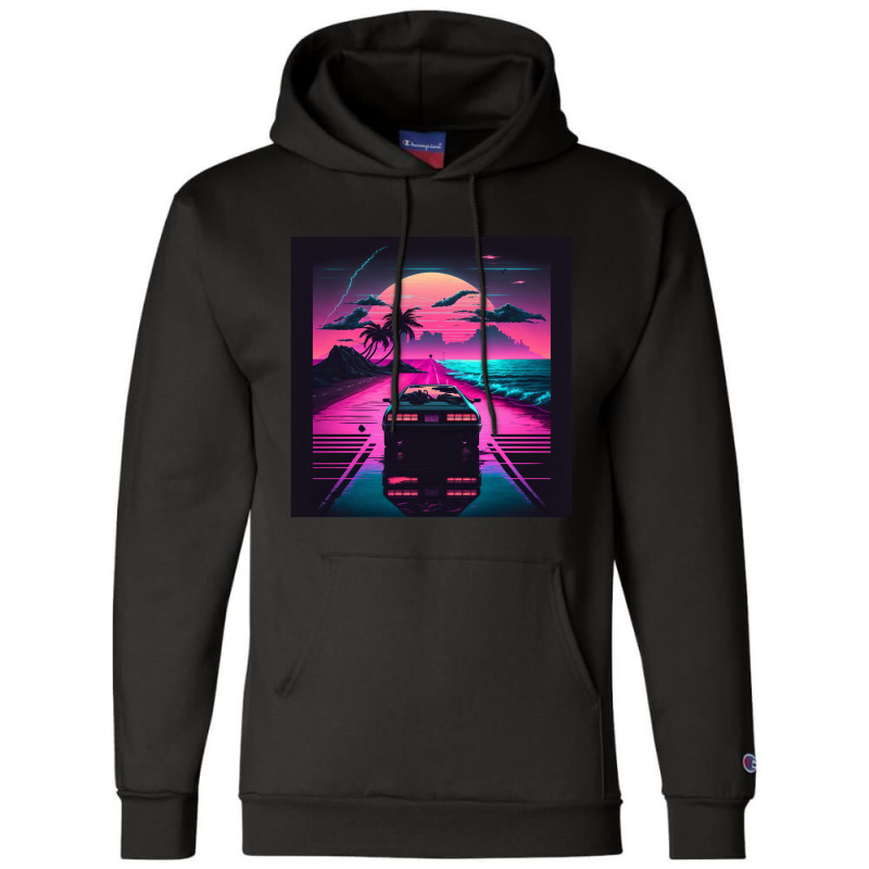 Car  Retro Synthwave Champion Hoodie by Agus Creative | Artistshot