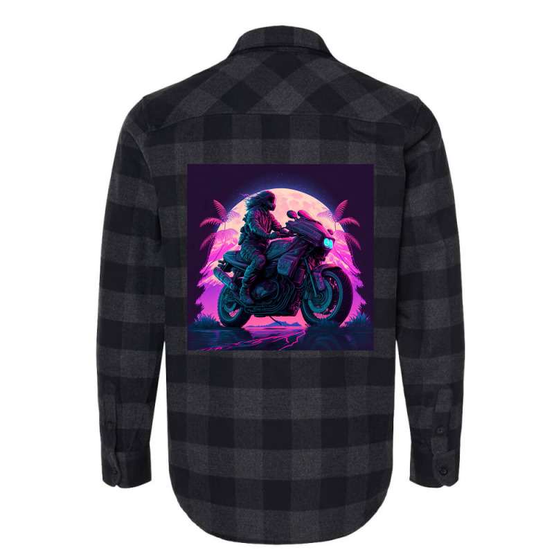 Motorcycle  Retro Synthwave Flannel Shirt by Agus Creative | Artistshot