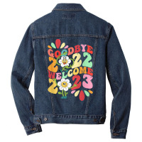 Goodbye 2022 Hello 2023 Welcome Cat Rabbit Year Art On Back T Shirt Men Denim Jacket | Artistshot