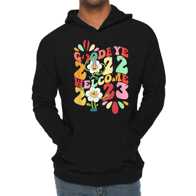 Goodbye 2022 Hello 2023 Welcome Cat Rabbit Year Art On Back T Shirt Lightweight Hoodie | Artistshot